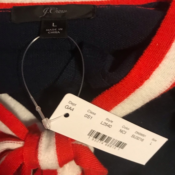 J CREW ALICE NECK TIE NAVY BLUE LIGHTWEIGHT KNIT DRESS SIZE LARGE - Picture 8 of 8